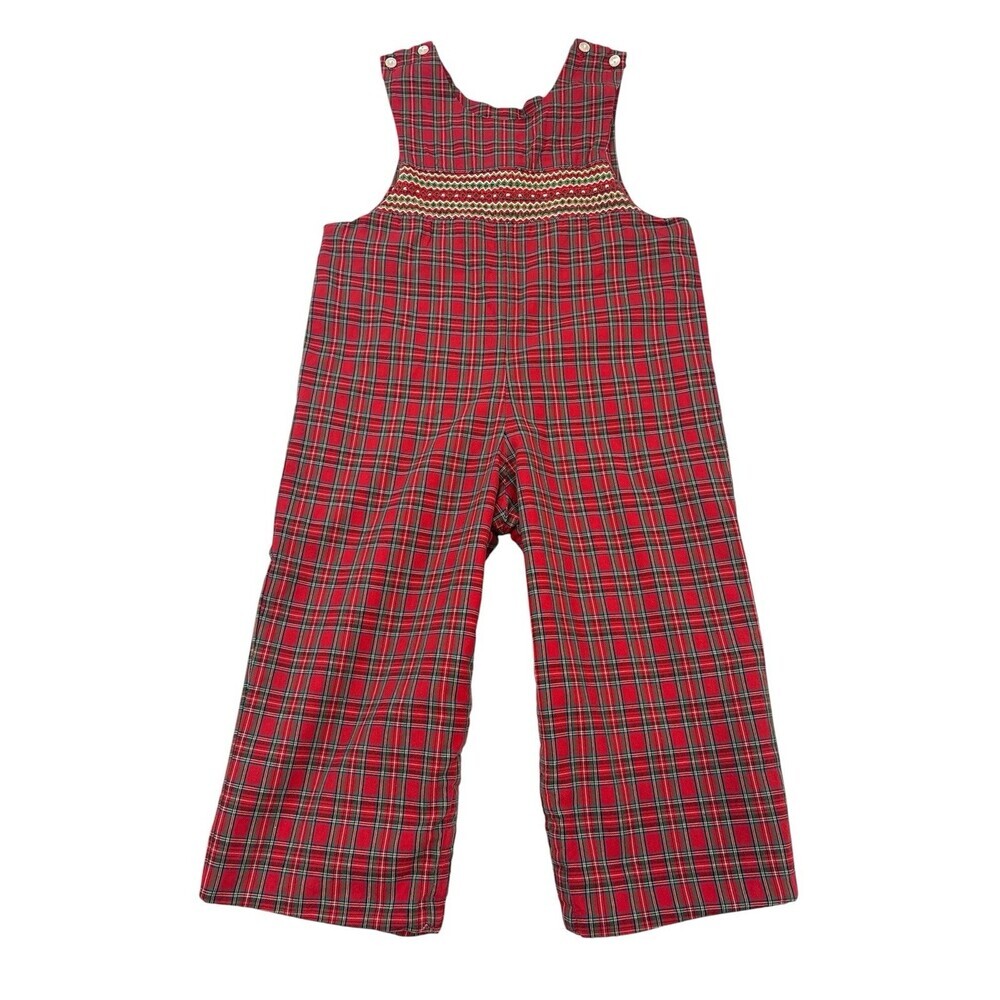 Anavini Red Plaid Hand Smocked Longall  Size 3